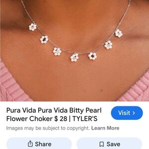 Pura Vida Silver and White Pearl Flower Necklace